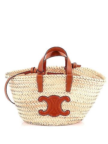 Céline Classic Panier Basket Tote Raffia and Leather Teen (view 1)
