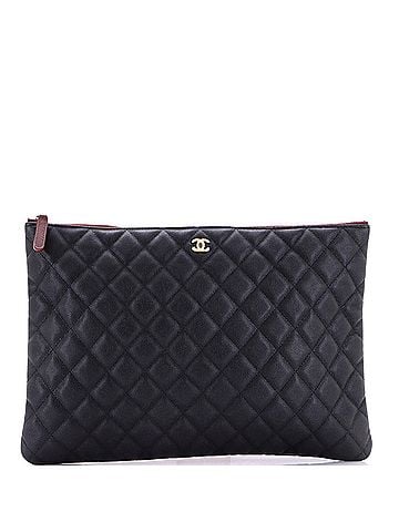 Chanel O Case Clutch Quilted Caviar Large (view 1)