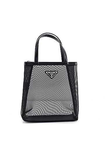 Prada Logo Open Tote Mesh Small (view 1)