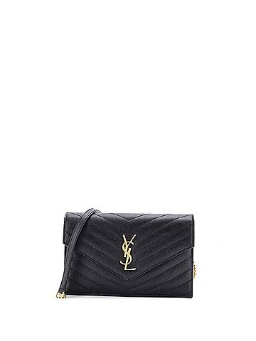 Saint Laurent Classic Monogram Wallet on Chain Matelasse Chevron Leather Small (view 1)