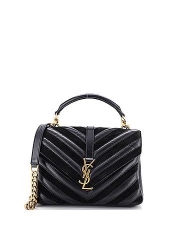 Saint Laurent Classic Monogram College Bag Matelasse Chevron Leather and Suede Medium (view 1)