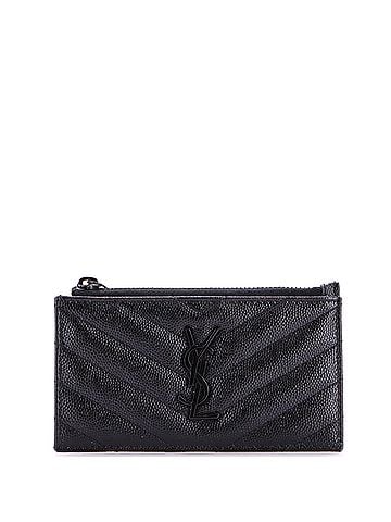 Saint Laurent Monogram Fragments Zip Card Holder Matelasse Chevron Leather (view 1)