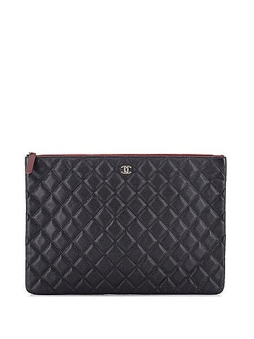 Chanel O Case Clutch Quilted Caviar Large (view 1)