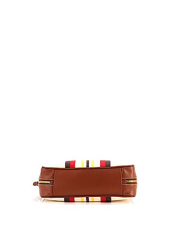 Miu Miu Beau Top Handle Bag Striped Canvas with Leather Large (view 2)