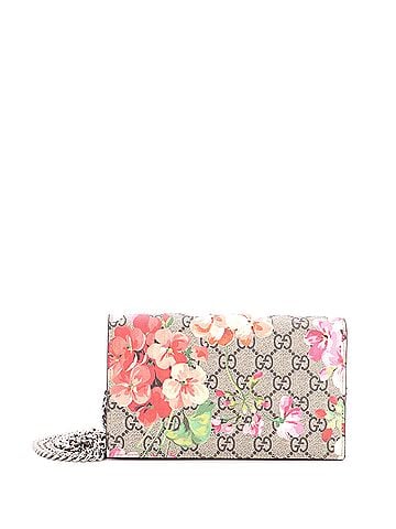 Gucci Chain Wallet Blooms Print GG Coated Canvas (view 1)