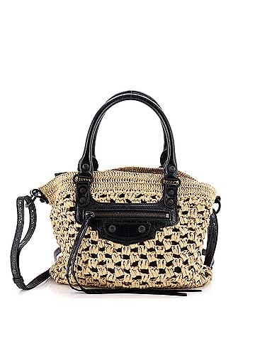 Balenciaga Le City Basket Bag Woven Raffia with Leather Small (view 1)