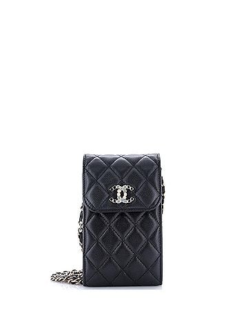 Chanel Crystal CC Flap Phone Holder Crossbody Bag with AirPods Pro Case Quilted Caviar (view 1)