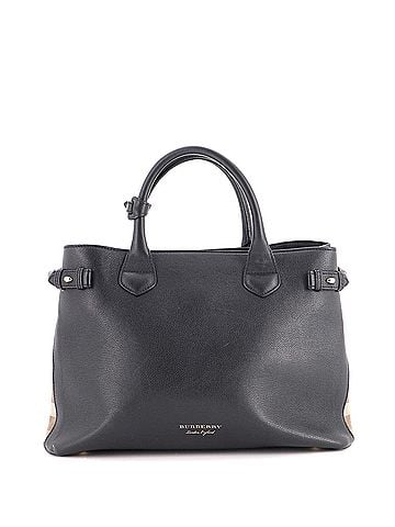Burberry Banner Tote Leather and House Check Canvas Medium (view 1)