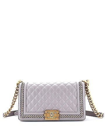 Chanel Boy Flap Bag Quilted Caviar with Whipstitch Chain Detail Old Medium (view 1)