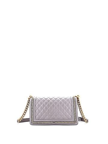Chanel Boy Flap Bag Quilted Caviar with Whipstitch Chain Detail Old Medium (view 2)