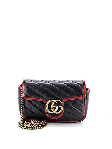 Gucci GG Marmont Flap Bag Diagonal Quilted Leather Super Mini (view 1)