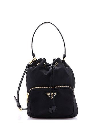 Prada Duet Drawstring Bucket Bag Tessuto Small (view 1)