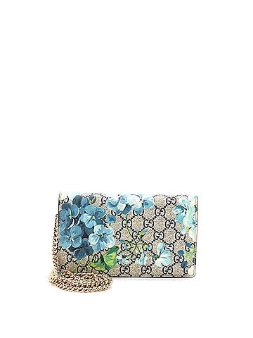 Gucci Chain Wallet Blooms Print GG Coated Canvas (view 1)