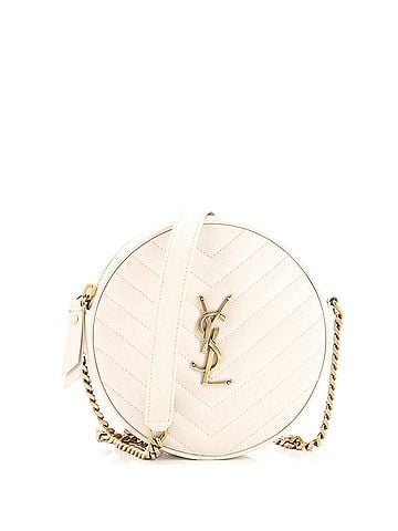 Saint Laurent Vinyle Round Camera Bag Matelasse Chevron Leather (view 1)