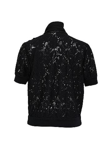 Dolce & Gabbana D&amp;G Lace &amp; Silk Neck Tie Detail Top in Black Cotton (view 2)