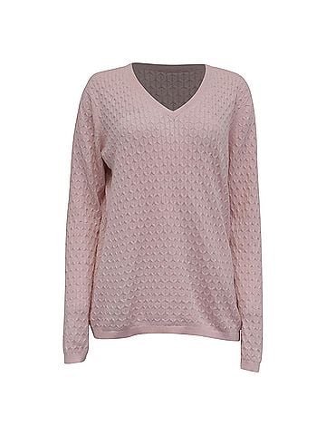 Tommy Hilfiger Tommy Hilfiger V-neck Cable Knit Sweater in Pink Cotton (view 1)