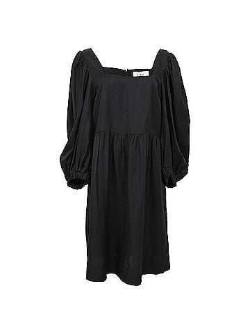 BA&SH Ba&amp;sh Palavia Square-neck Puff-sleeve Mini Dress in Black Viscose (view 1)