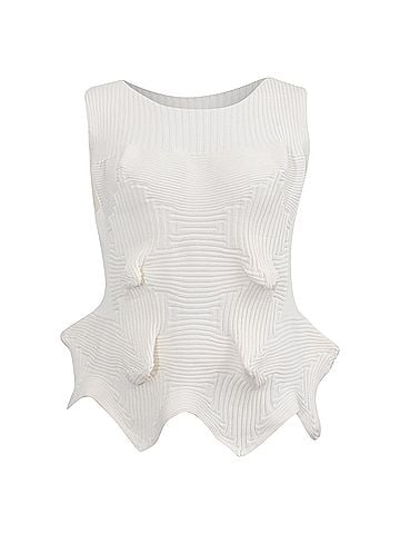 Issey Miyake Issey Miyake Sleeveless-Knit Top in White Polyester (view 1)