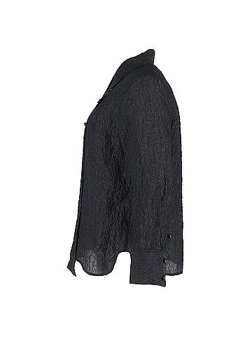 Ganni Ganni Jacquard Wide Placket Shirt in Black Polyester (view 2)