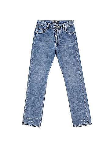 Balenciaga Balenciaga Slim Fit Distressed Jeans in Blue Cotton (view 1)