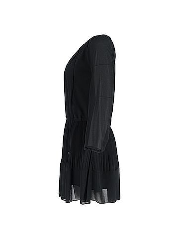 Michael Kors Michael Kors Pleated Mini Long Sleeve Dress in Black Polyester (view 2)