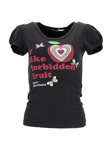 Moschino Love Moschino Graphic Print Puffed Sleeve T-Shirt in Black Cotton (view 1)