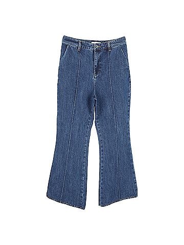Self-Portrait Self-Portrait Flared Leg Jeans in Blue Cotton Denim (view 1)