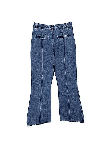 Self-Portrait Self-Portrait Flared Leg Jeans in Blue Cotton Denim (view 2)
