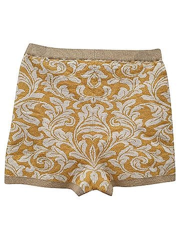 Sandro Sandro Misha Metallic-Threaded Shorts in Yellow Viscose (view 1)