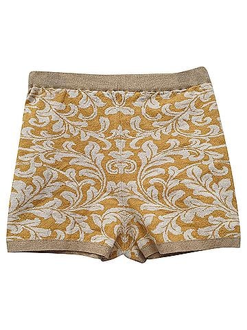Sandro Sandro Misha Metallic-Threaded Shorts in Yellow Viscose (view 2)