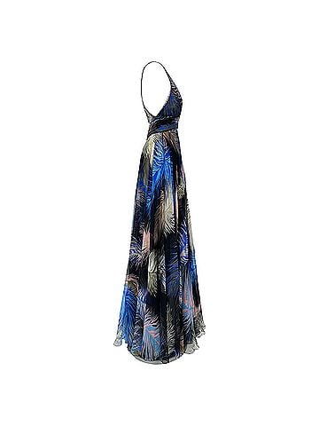 Emilio Pucci Emilio Pucci Feather Printed Maxi Dress in Multicolor Silk (view 2)