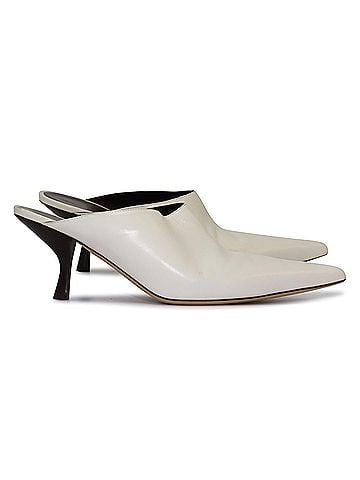 The Row The Row Bourgeoise Point-Toe Mules in White Leather (view 1)