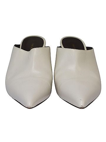 The Row The Row Bourgeoise Point-Toe Mules in White Leather (view 2)