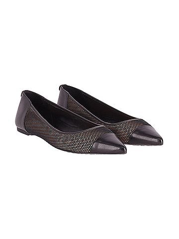 Michael Kors Michael Kors Pointed Ballet Flats in Black Leather (view 2)