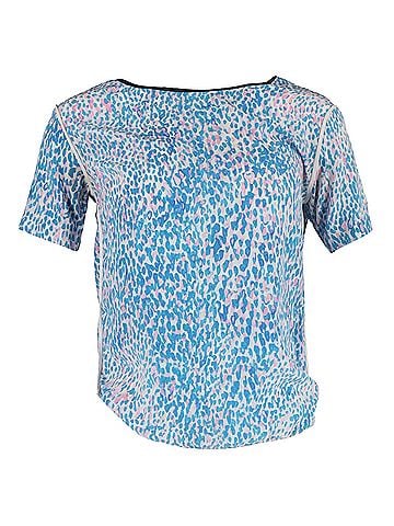 Sandro Sandro Leopard Print T-shirt in Blue Silk (view 1)