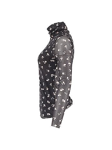 Ganni Ganni Tilden Mesh Rollneck Long Sleeve Top in Black Polyamide (view 2)