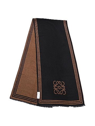 Loewe Loewe Anagram Double-Faced Scarf in Black and Brown Wool (view 1)