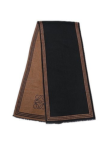 Loewe Loewe Anagram Double-Faced Scarf in Black and Brown Wool (view 2)