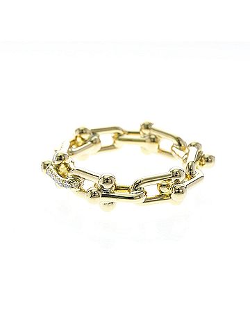 Tiffany & Co. Tiffany Hardware Small Link Ring Yellow Gold (18K) Fashion Diamond Band Ring Carat/0.256 Gold (view 2)