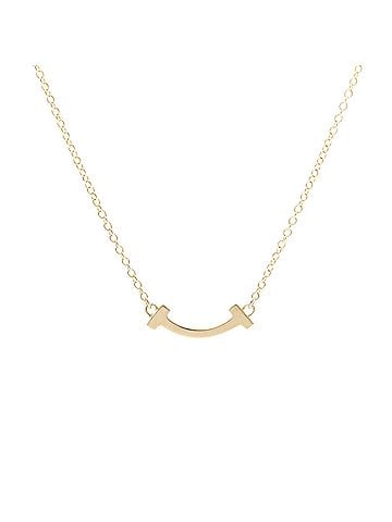 Tiffany & Co. Tiffany Tiffany T Smile Micro Size Necklace Pink Gold (18K) No Stone Men,Women Fashion Necklace (Pink Gold) (view 2)