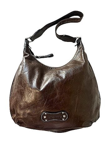 Longchamp Lune Vintage Glazed Leather Slouchy Hobo Brown Silver Hardware Leather Shoulder Bag (view 1)