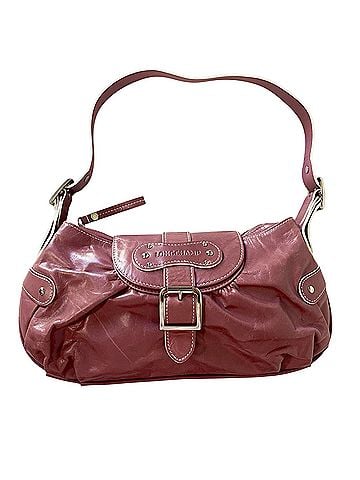 Longchamp Rose Pink Leather Pleated Vintage Y2K Silver Buckle Belted Flap White Trim Leather Shoulder Bag (view 1)
