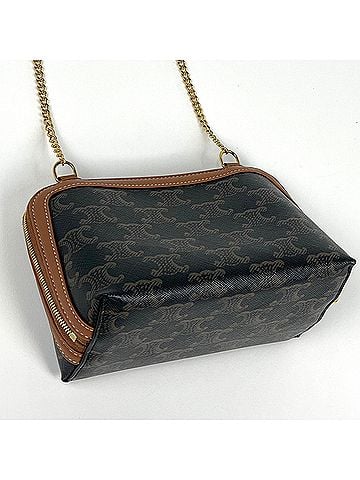 Céline Celine shoulder bag, Macadam pattern, coated canvas, brown, women's. (view 2)