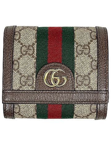 Gucci Gucci Ophidia GG Supreme Bi-fold Wallet, Beige/Brown, 735579, Women's (view 1)