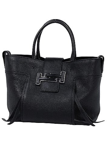 Tod's Tod's Double T Leather Handbag, Black, Women's (view 1)
