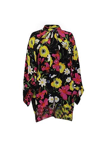 Balenciaga Balenciaga Blurry Bouquet-Print Tie-Neck Twisted Blouse in Floral Print Viscose (view 1)