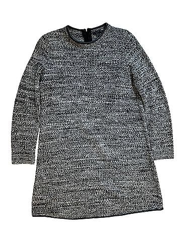Cos COS Wool Sweater Dress With Napa Leather Trim Black White Marled Large Wool Dress (view 1)