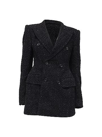 Balenciaga Balenciaga Hourglass Tweed Blazer in Black Cotton (view 1)