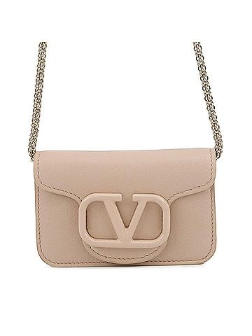 Valentino Leather VLogo Card Case on Chain (view 1)