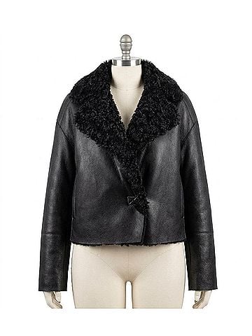 Lusso Swirl Leather Jacket in Black (view 1)